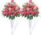 Set of 2 Artificial Cemetery Flowers, Grave Memorial Flowers with Vase, Outdoor Grave Decorations Roses for Cemetery Headstones Decoration (Pink)